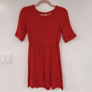 Old Navy Girls Sz L (10/12) Orange Eyelet Dress with Elastic Waist